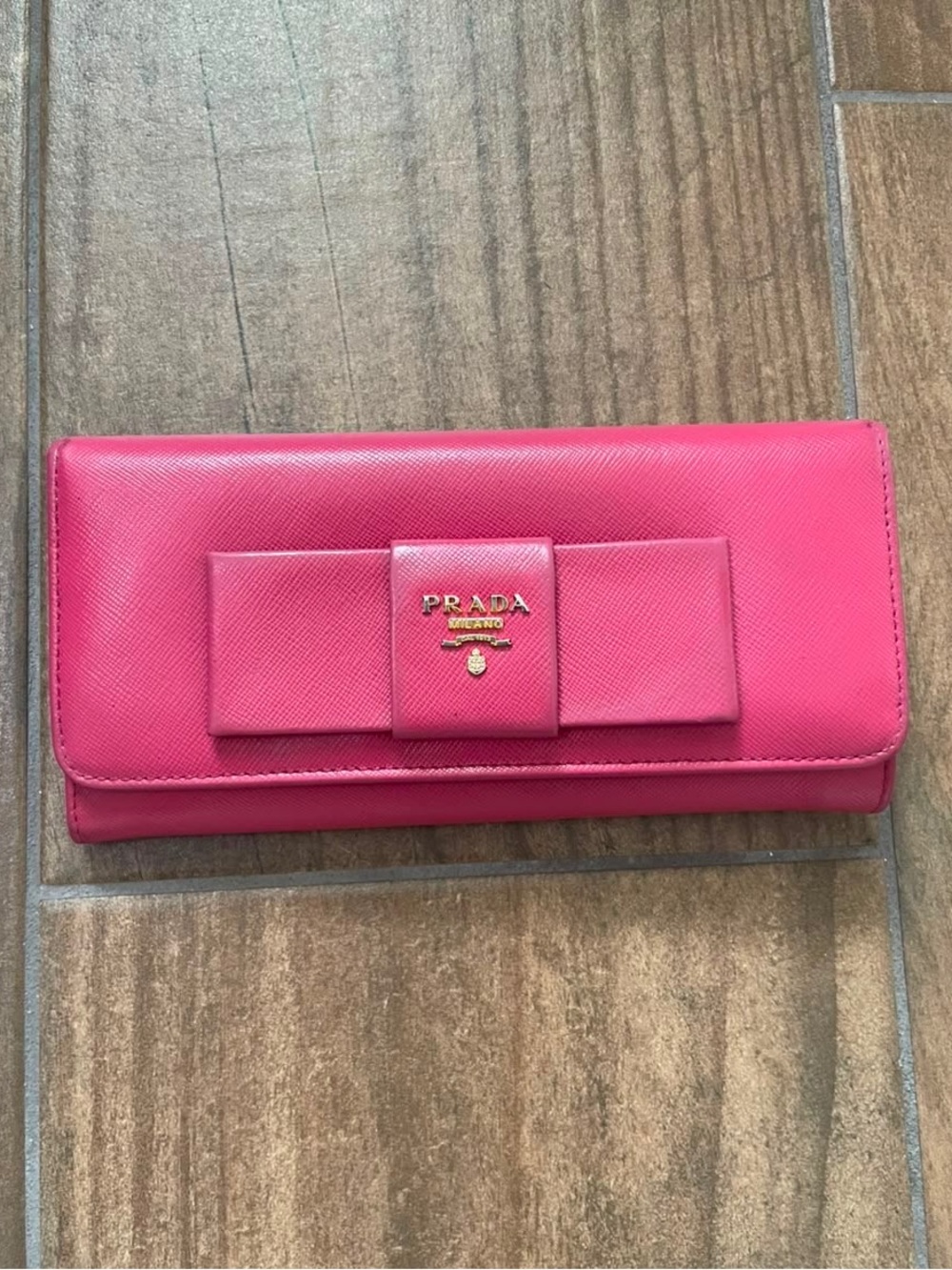 Prada Saffiano leather continental flap wallet in Pink Peonia